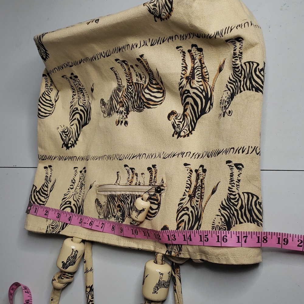 Zebra Novelty Print Canvas 100% Cotton Large Tote Bag Safari Beachy Vacation - Picture 11 of 16
